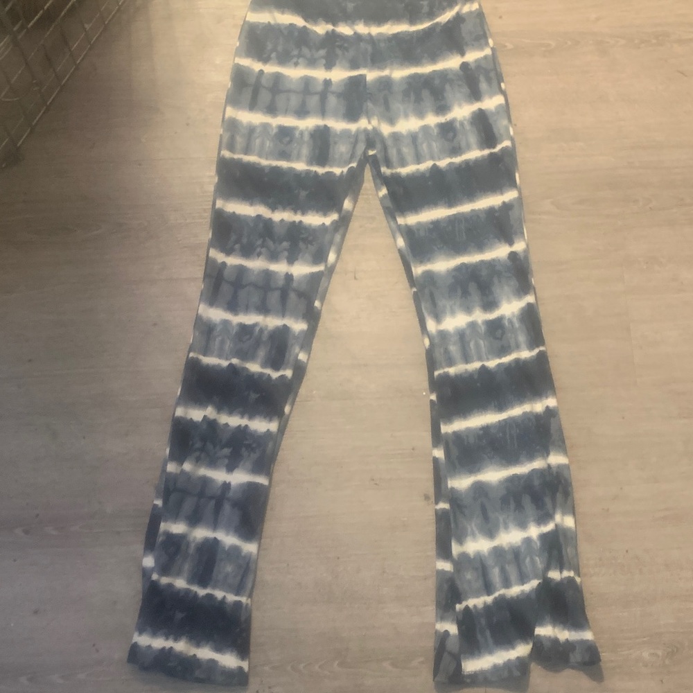 Blue and White Tie-Dye Yoga Pants
